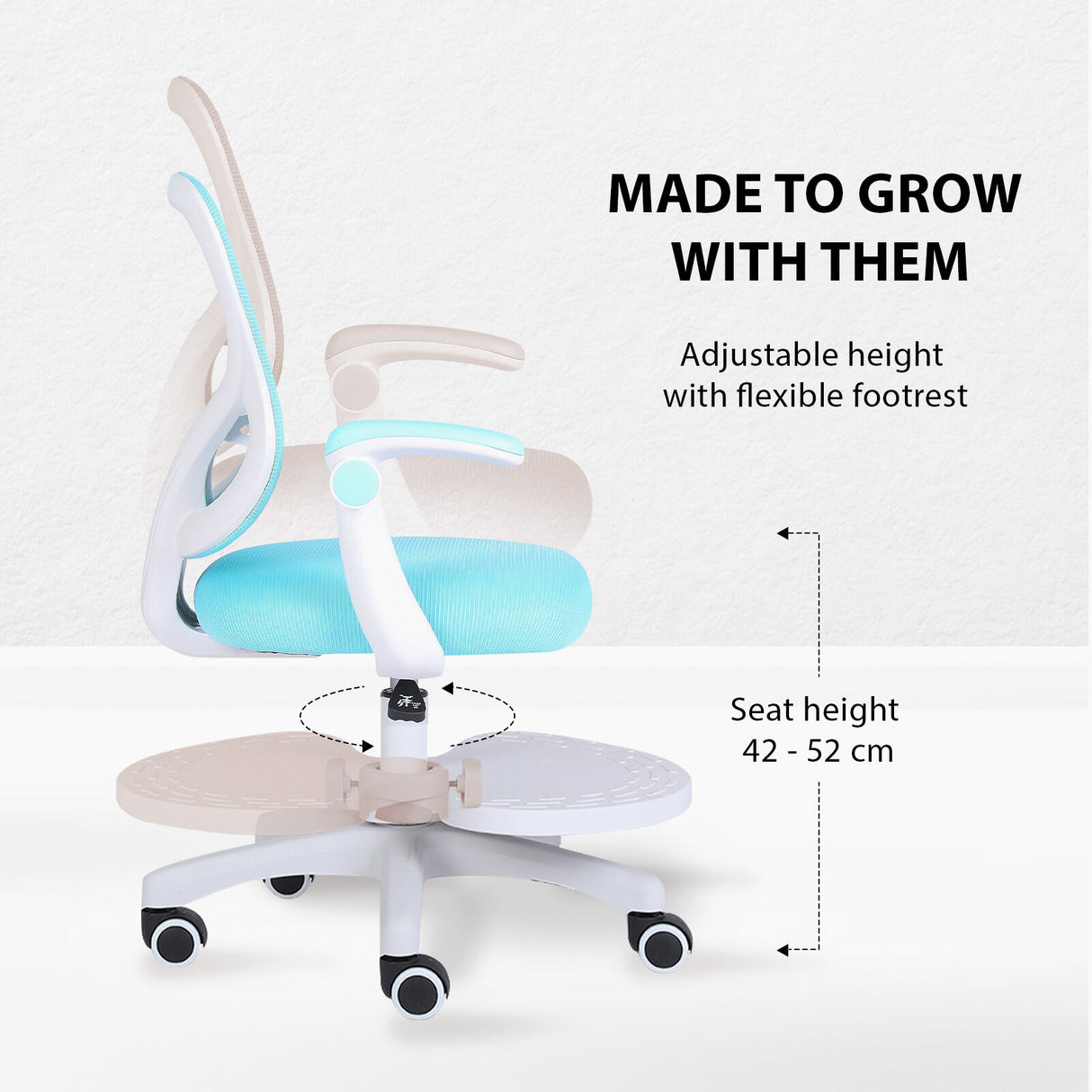 Kids Desk Chair Office Study Seat with Footrest CILO - BLUE