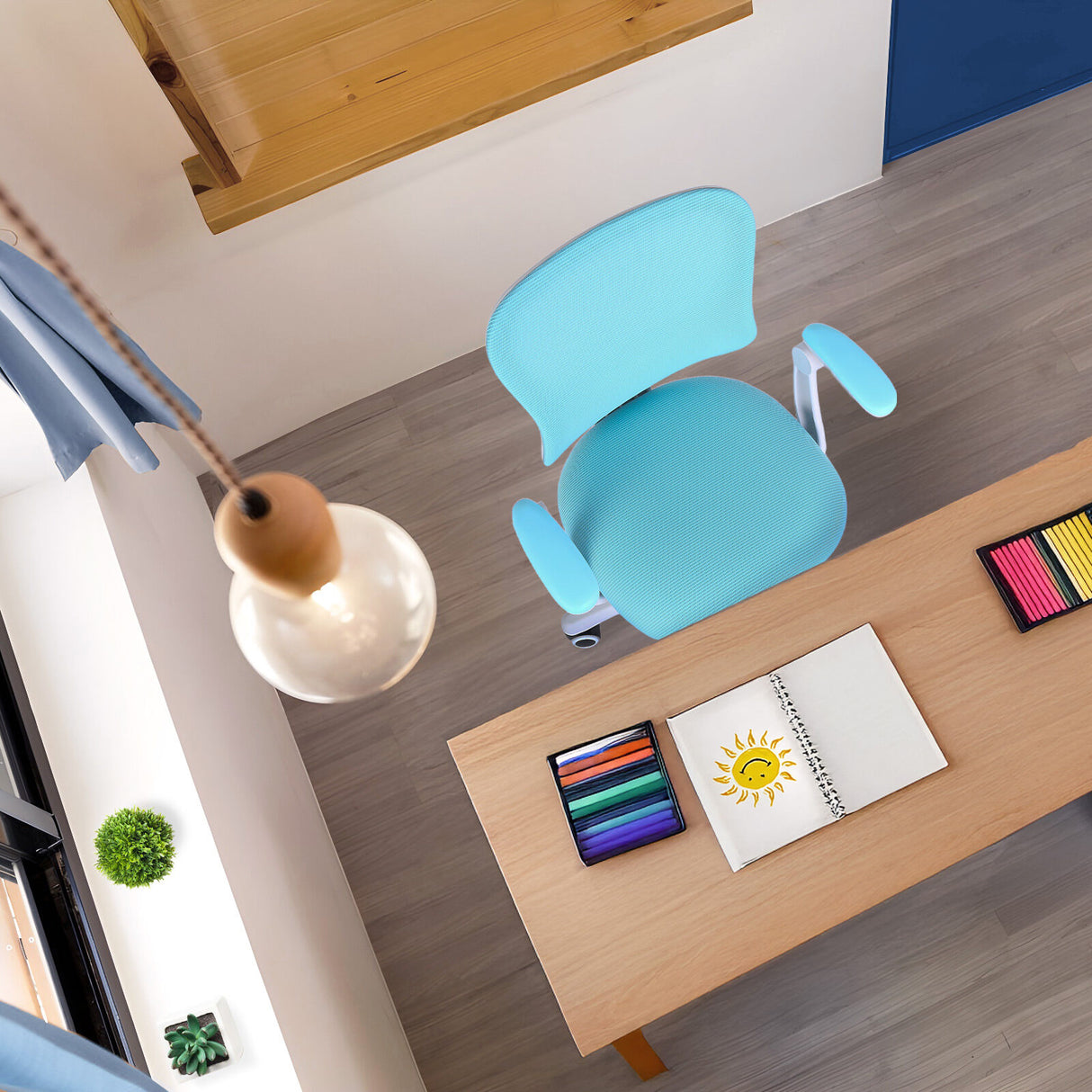 Kids Desk Chair Office Study Seat with Footrest CILO - BLUE