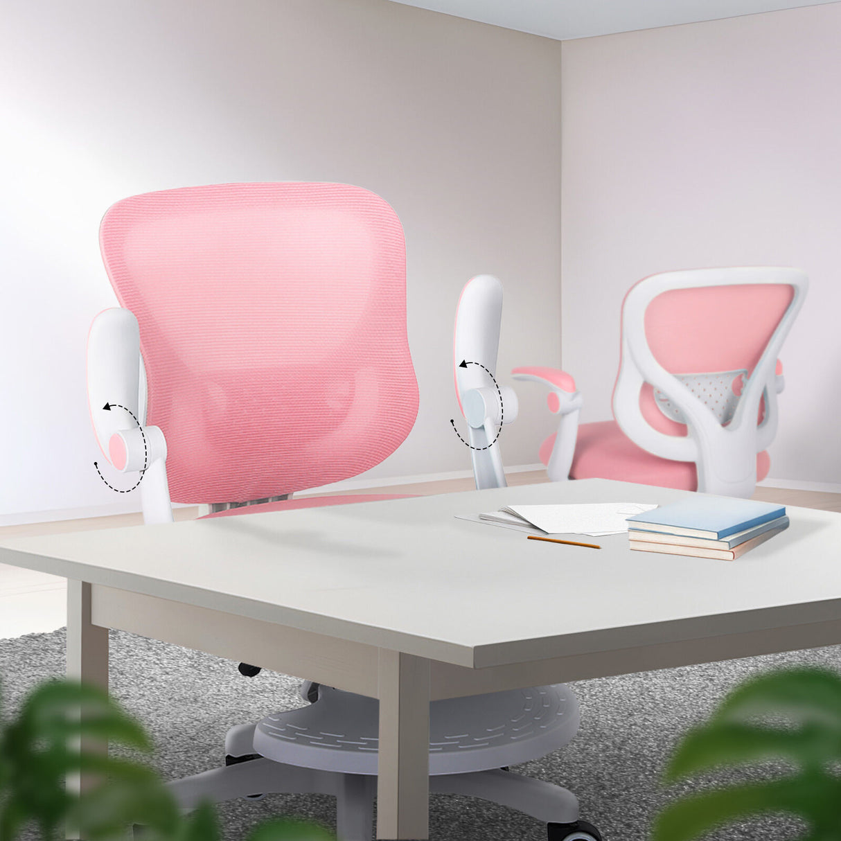 Kids Desk Chair Office Study Seat with Footrest CILO - PINK