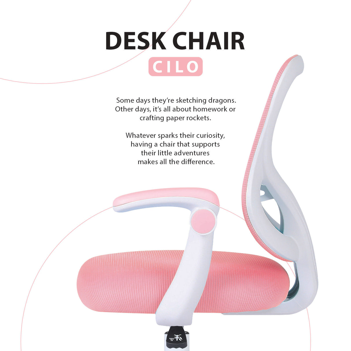 Kids Desk Chair Office Study Seat with Footrest CILO - PINK