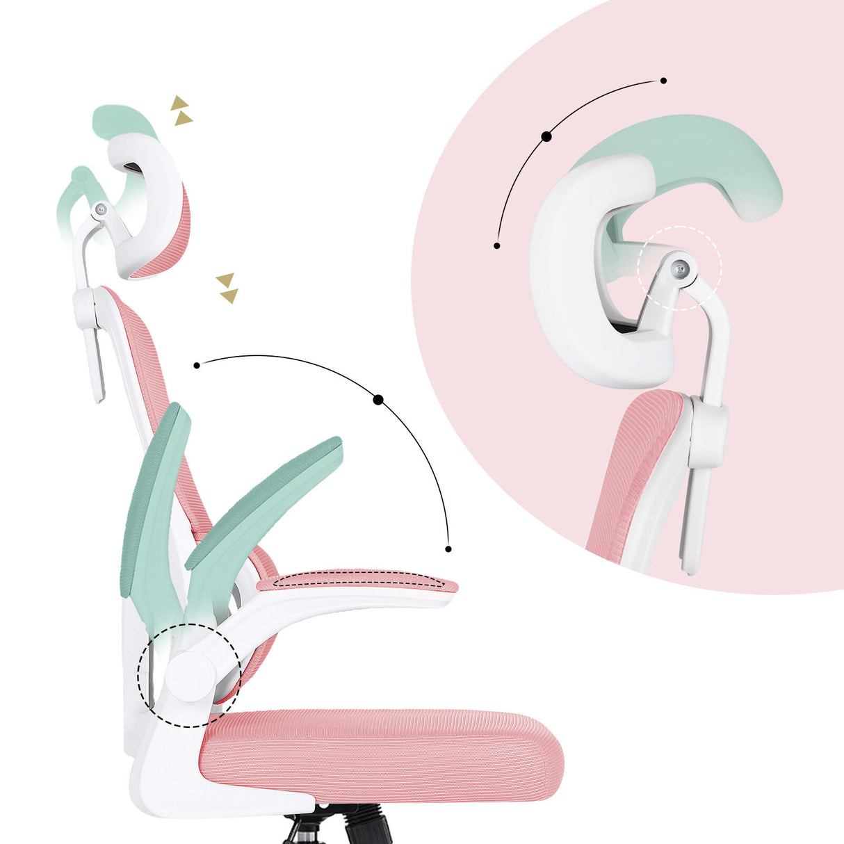 Office Chair Flip-Up Armrest SITIO - PINK