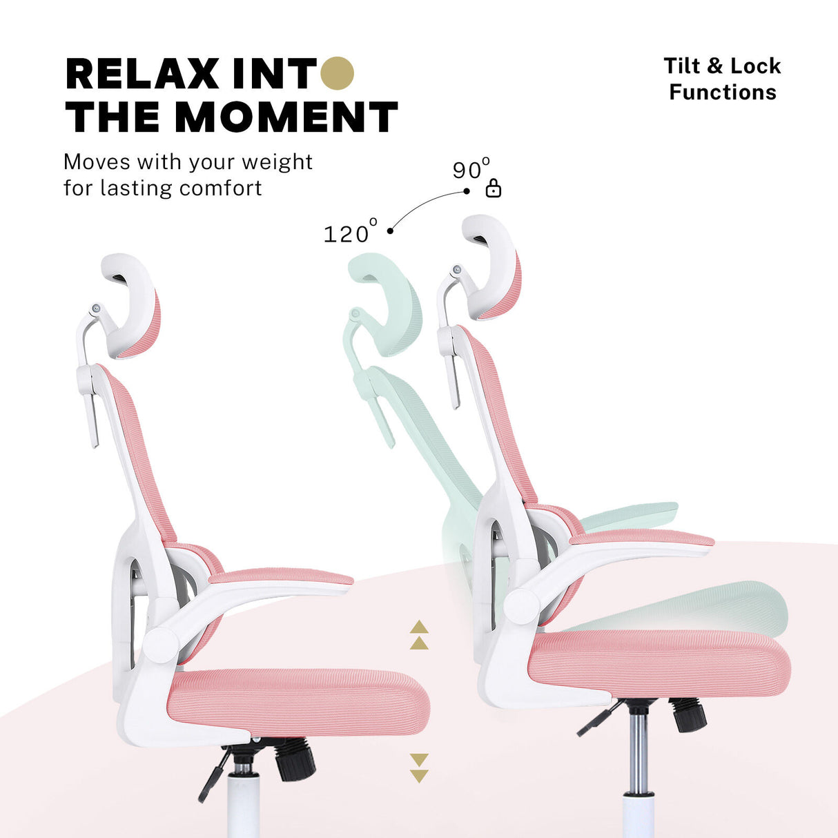 Office Chair Flip-Up Armrest SITIO - PINK