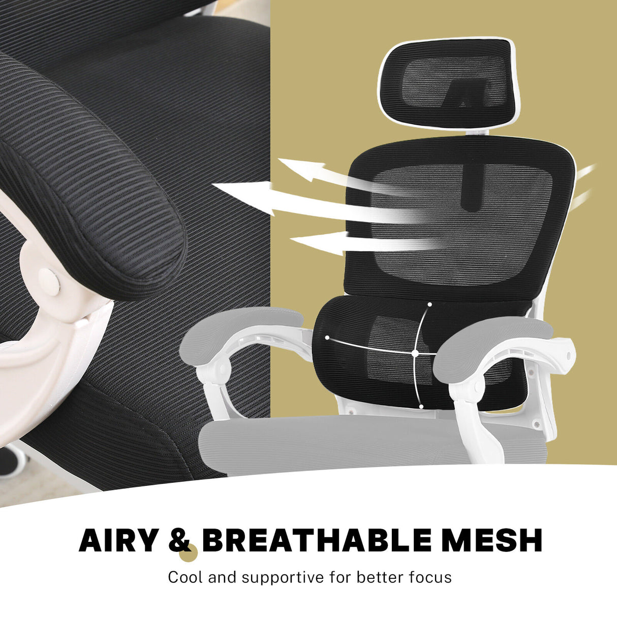 Office Chair Ergonomic Reclining with Footrest VELTRA - BLACK