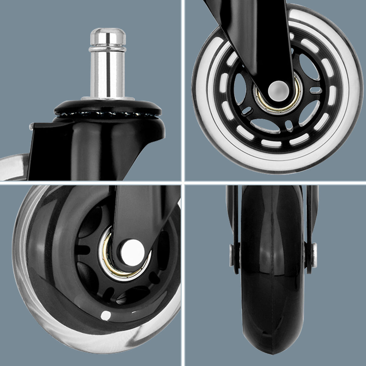 5X 3" Office Chair Rollerblade-Style Casters Wheels