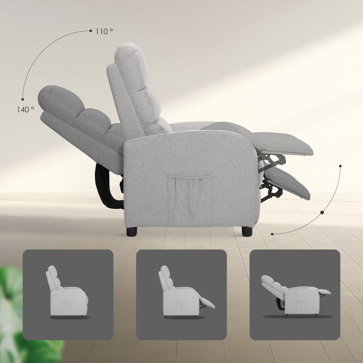 Home Recliner Chair SHILOH - Grey