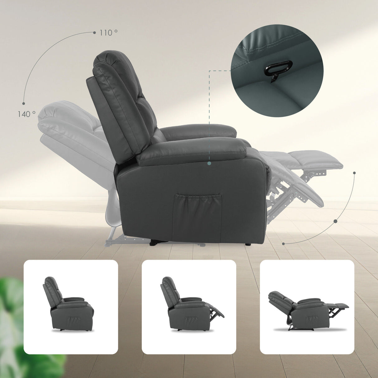 Home Recliner Chair MARLO - Grey