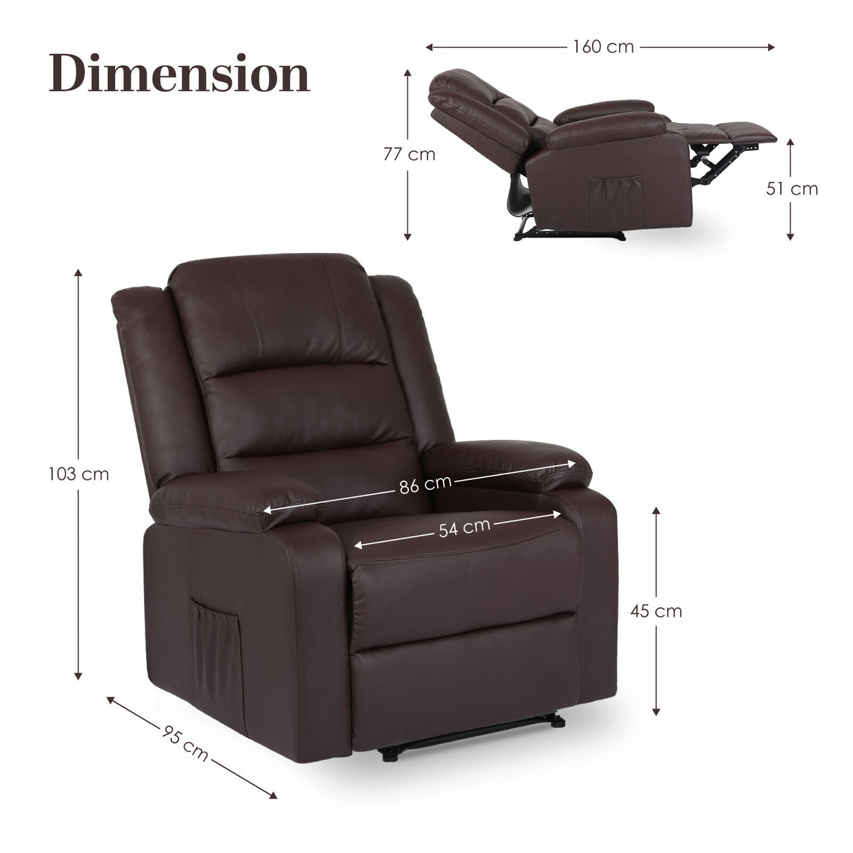 Home Recliner Chair MARLO - Brown