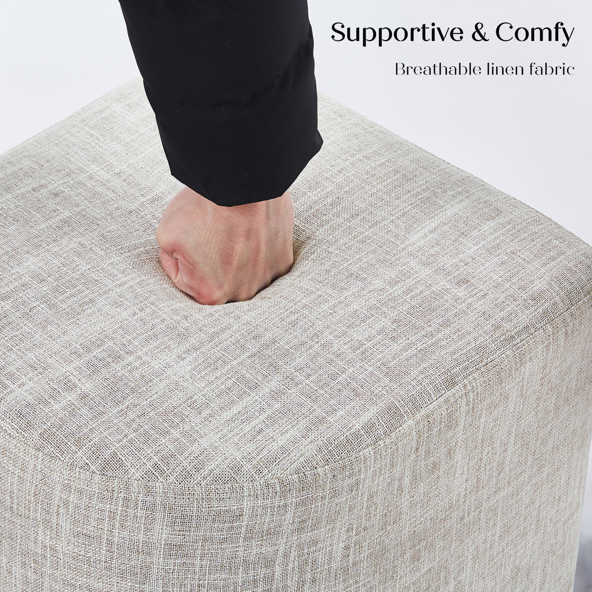 3 Piece Set Coffee Table & Ottoman - CREAM GREY