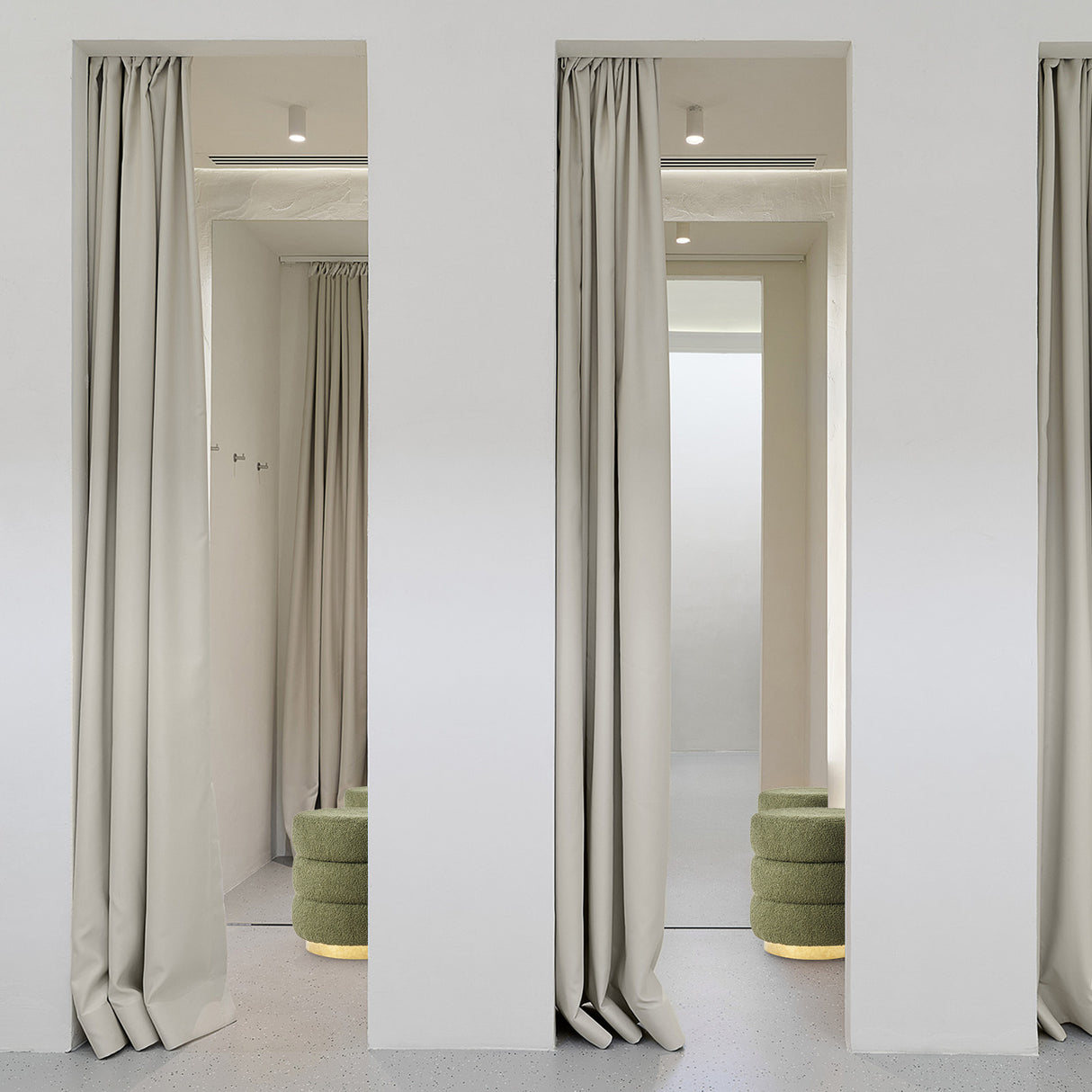 Ottoman Stool Teddy Fabric Round Stacked - GREEN