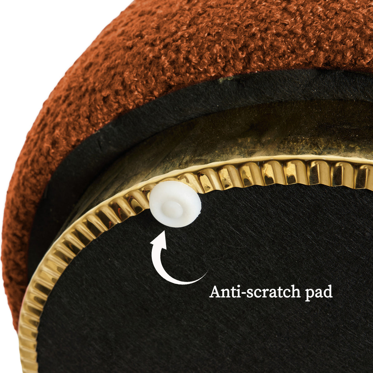 Ottoman Stool Teddy Fabric Round Stacked - ORANGE