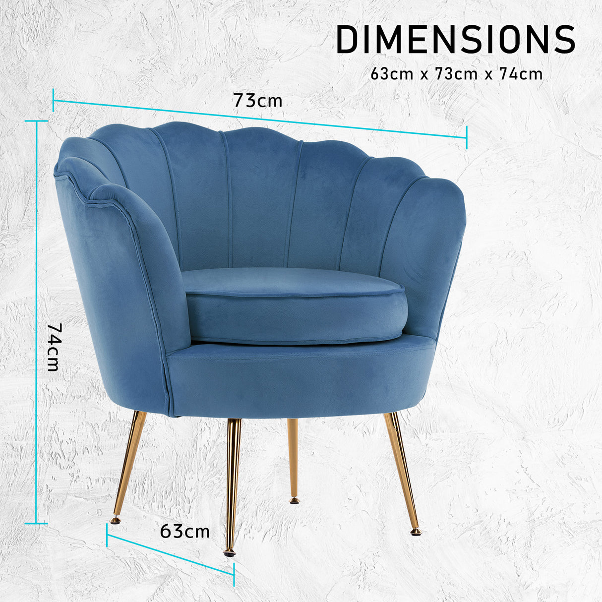 Armchair Velvet Shell Scallop - NAVY BLUE