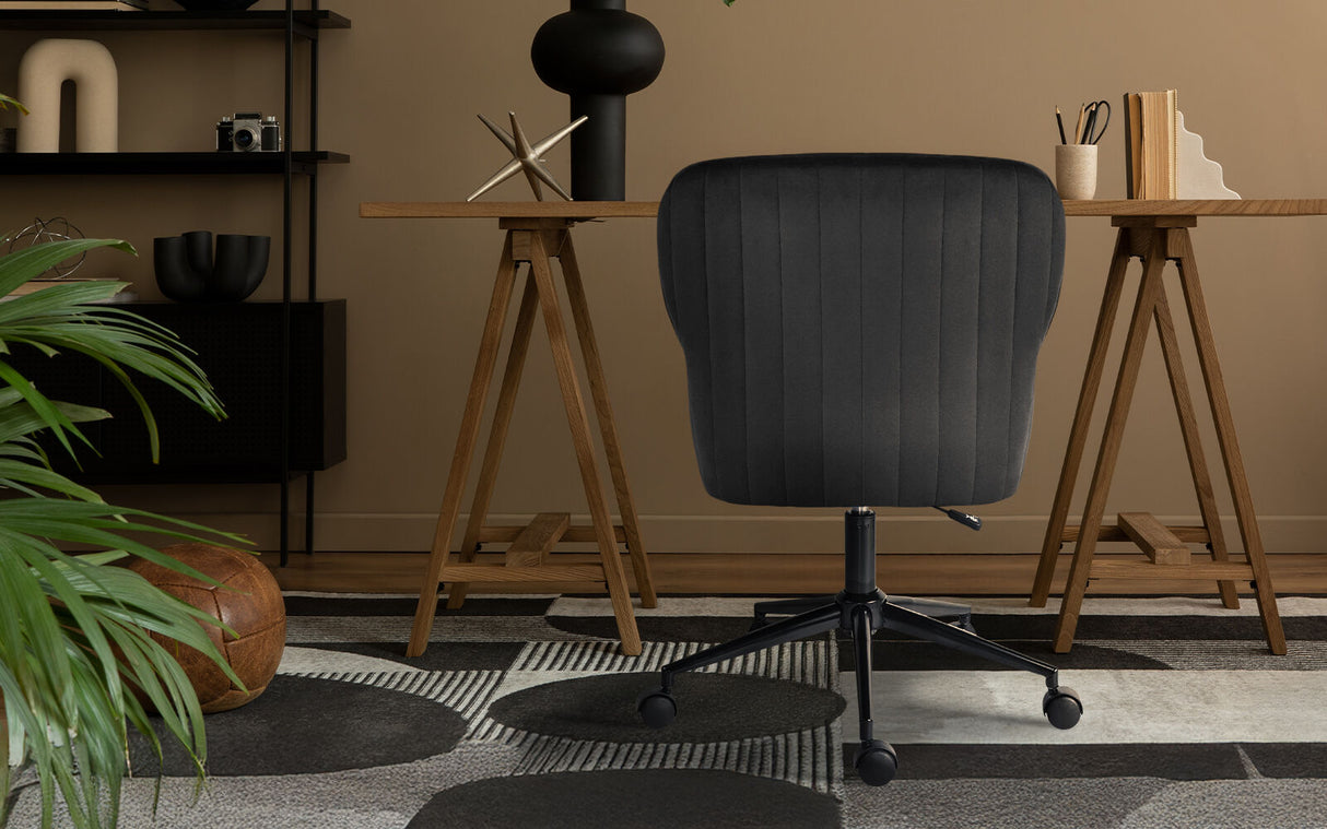 Desk Armchair - Home Office Swivel Chair PLUME - BLACK