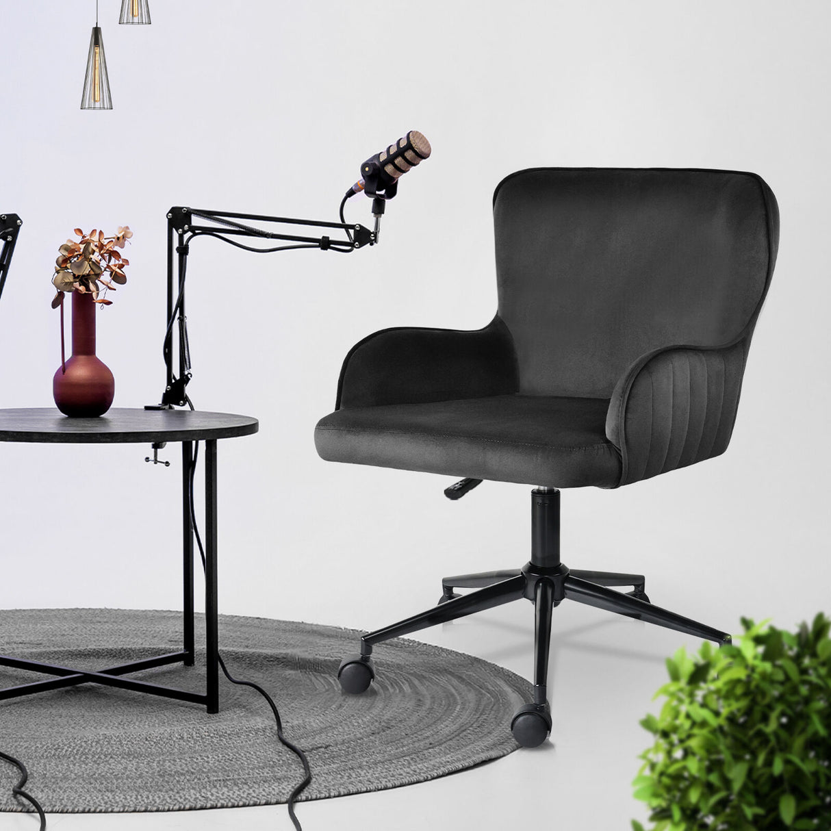 Desk Armchair - Home Office Swivel Chair PLUME - BLACK