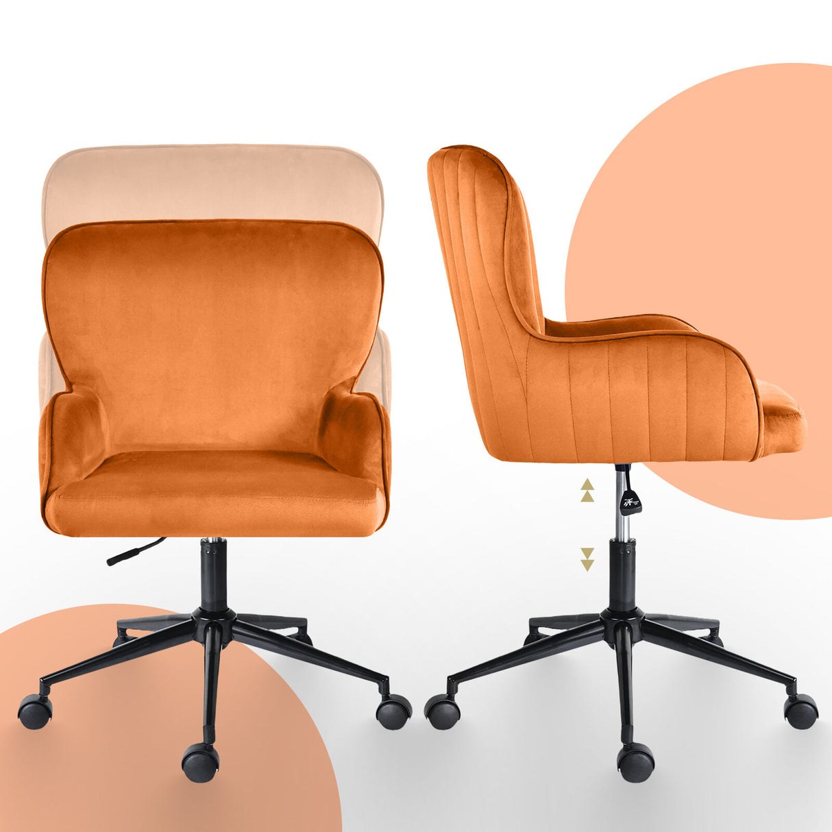 Desk Armchair - Home Office Swivel Chair PLUME - ORANGE