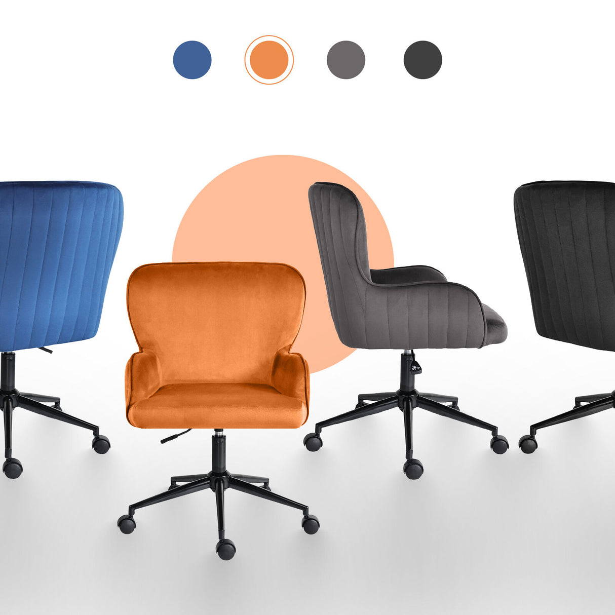 Desk Armchair - Home Office Swivel Chair PLUME - ORANGE