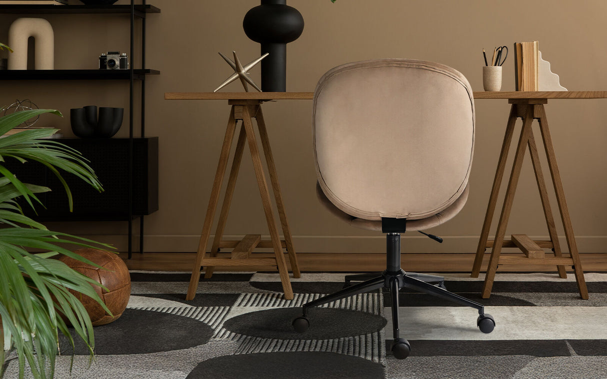 Office Desk Chair - Velvet OVOID - PALE KHAKI