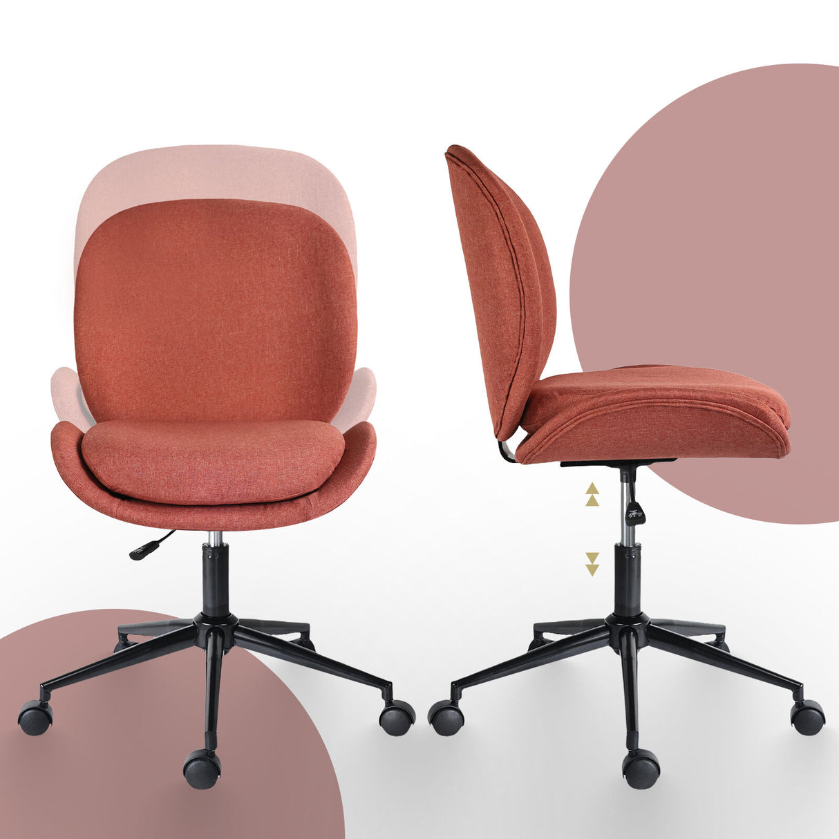 Office Desk Chair - Linen Fabric OVOID - EARTHY RED