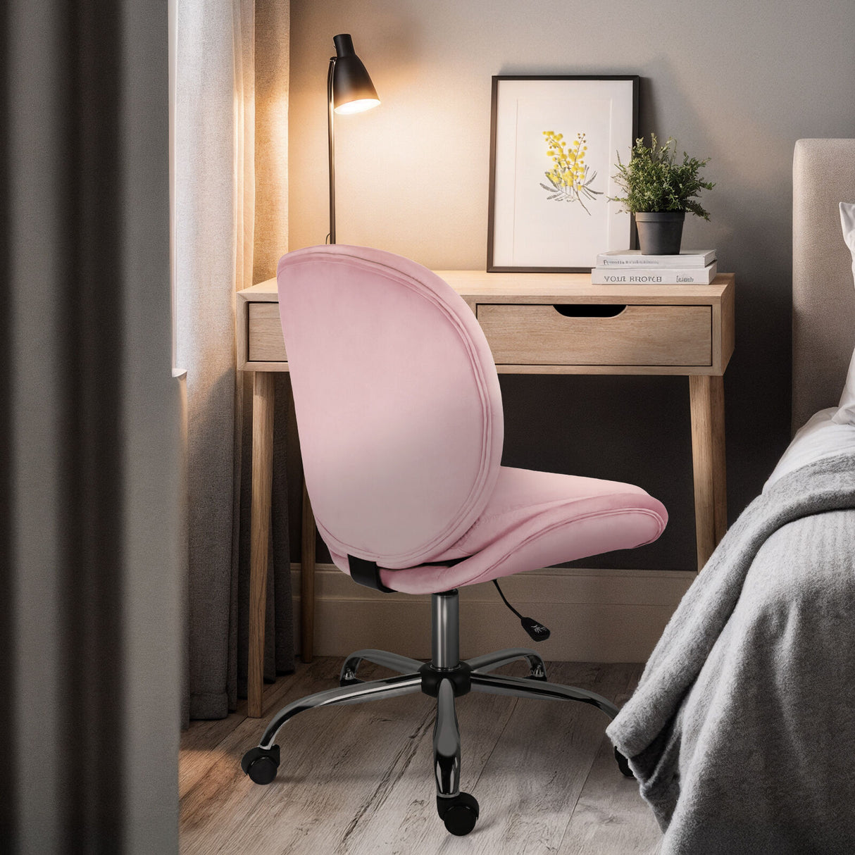 Office Desk Chair - Velvet OVOID - PINK