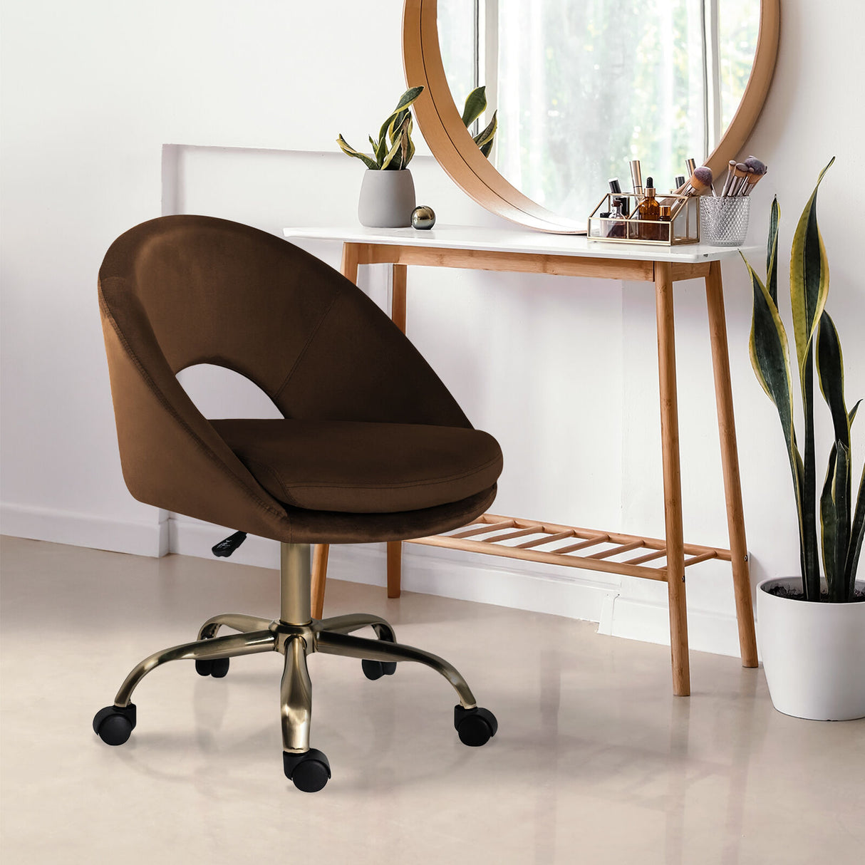 Office Desk Chair - Velvet COVE - BROWN