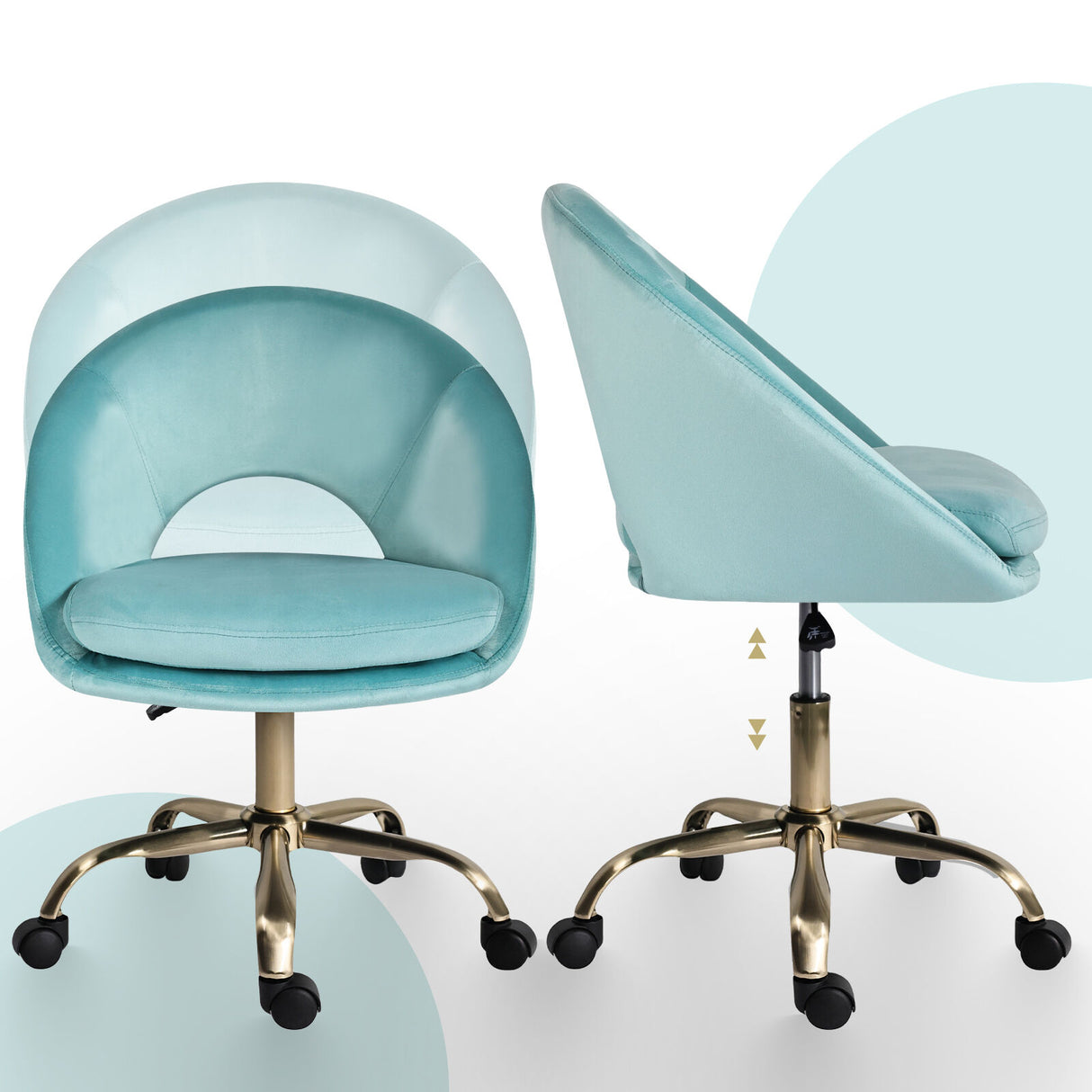 Office Desk Chair - Velvet COVE - BLUE