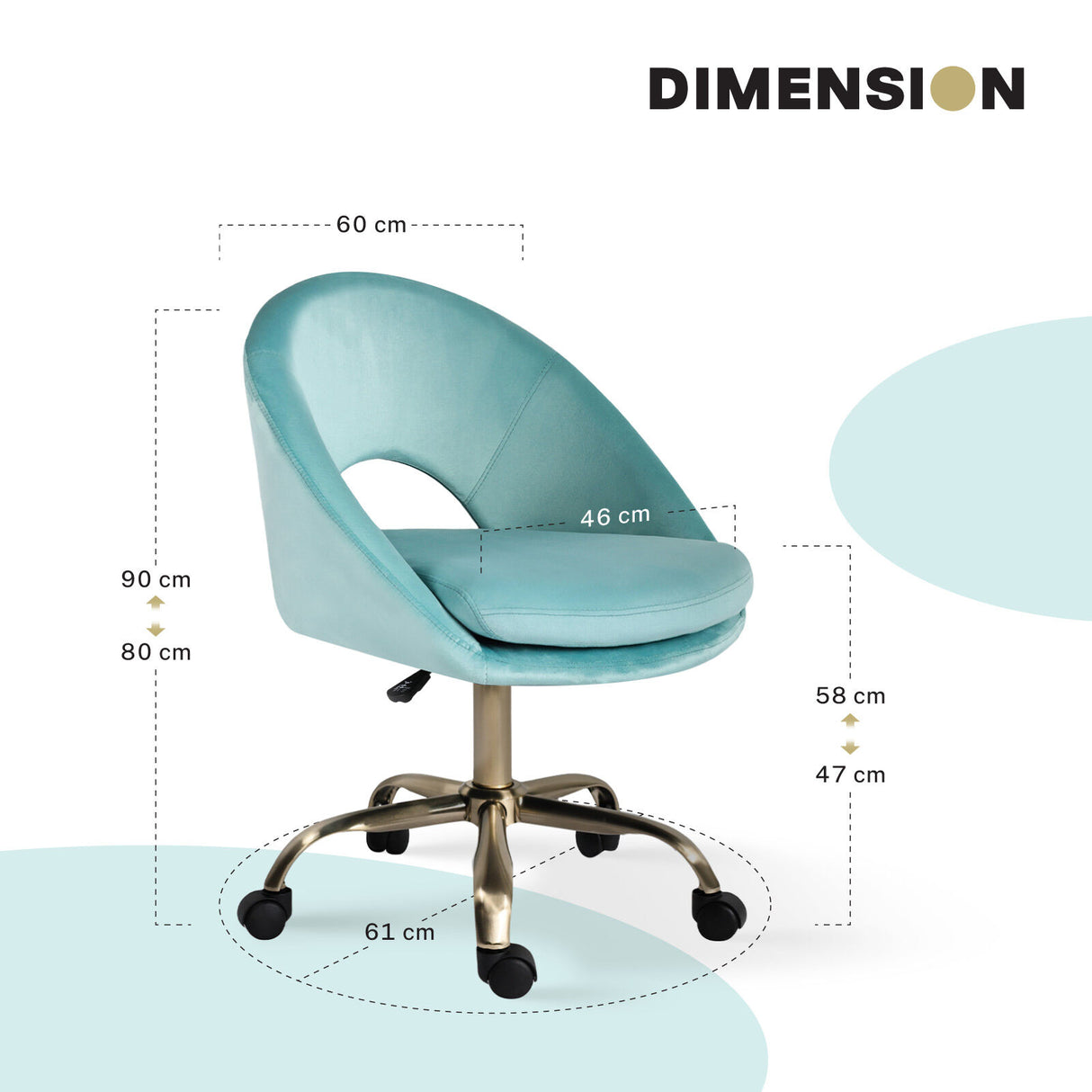 Office Desk Chair - Velvet COVE - BLUE