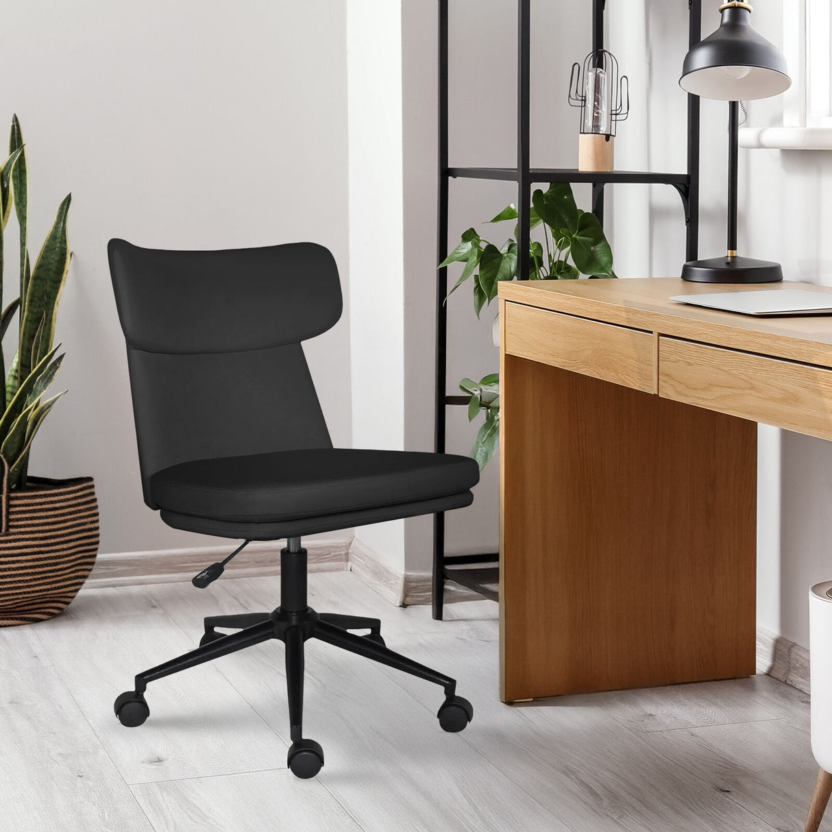 Office Desk Chair - PU Leather STRATA - BLACK