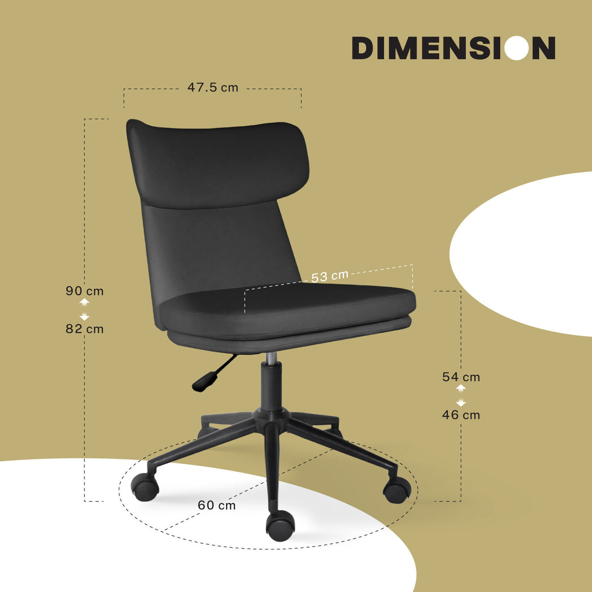 Office Desk Chair - PU Leather STRATA - BLACK