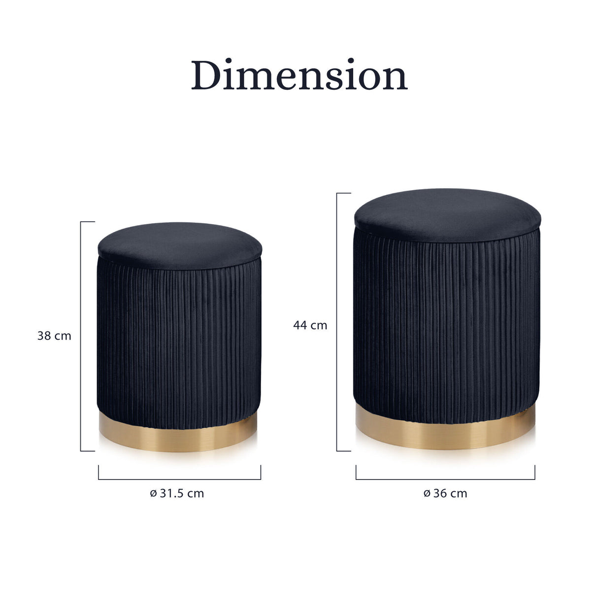 2X Side Table Storage Ottoman - Velvet MIRA BLACK