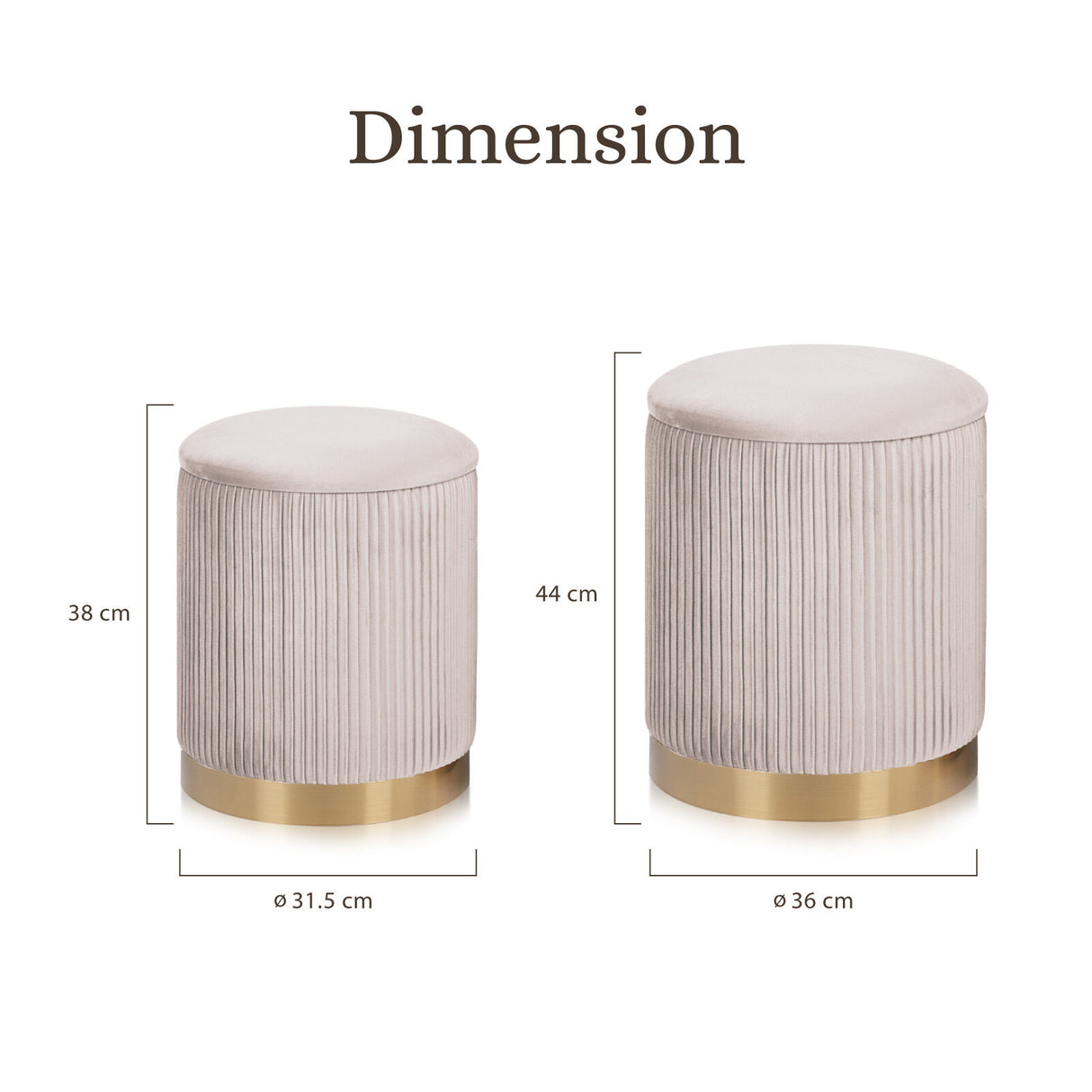 2X Side Table Storage Ottoman - Velvet MIRA CREAM