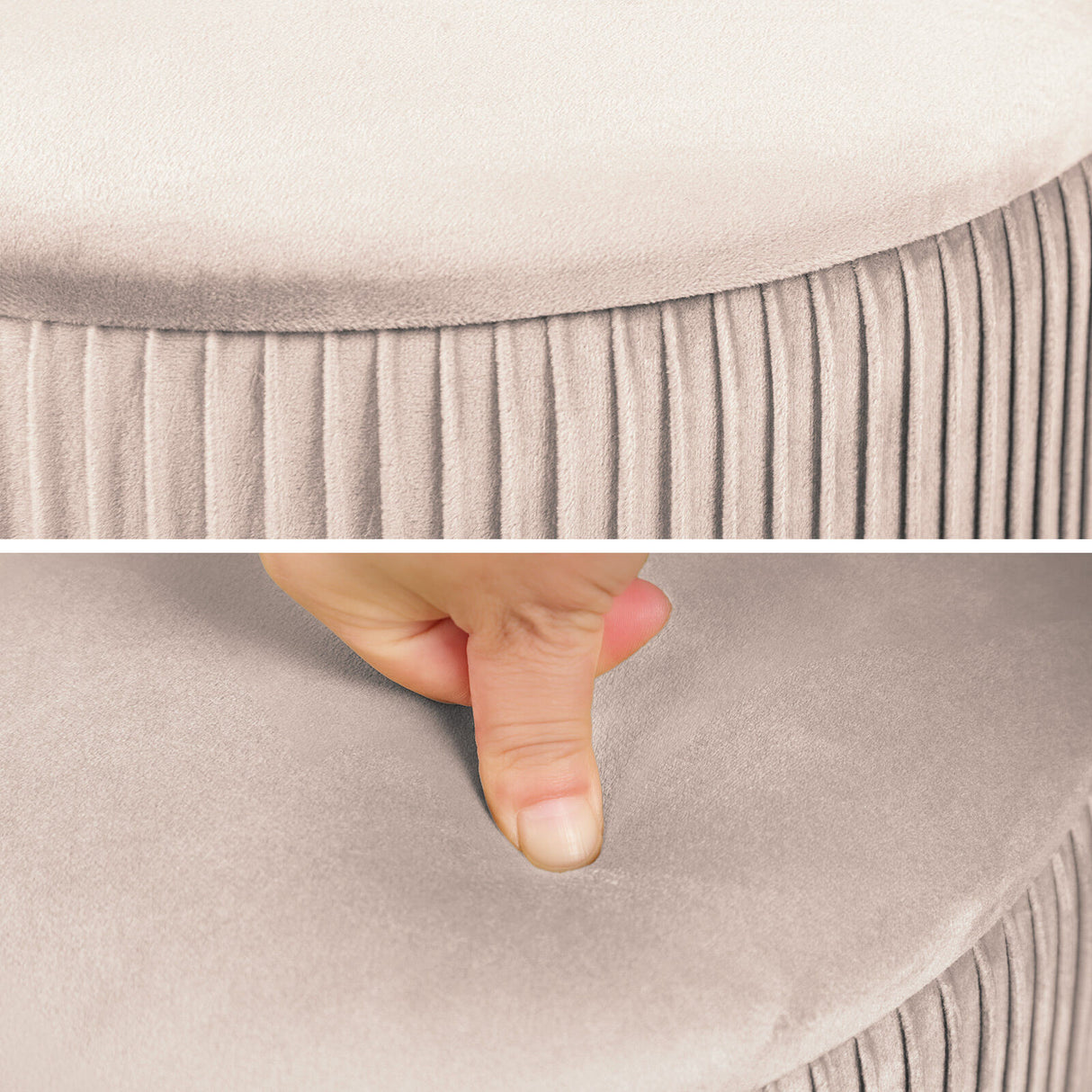 2X Side Table Storage Ottoman - Velvet MIRA CREAM