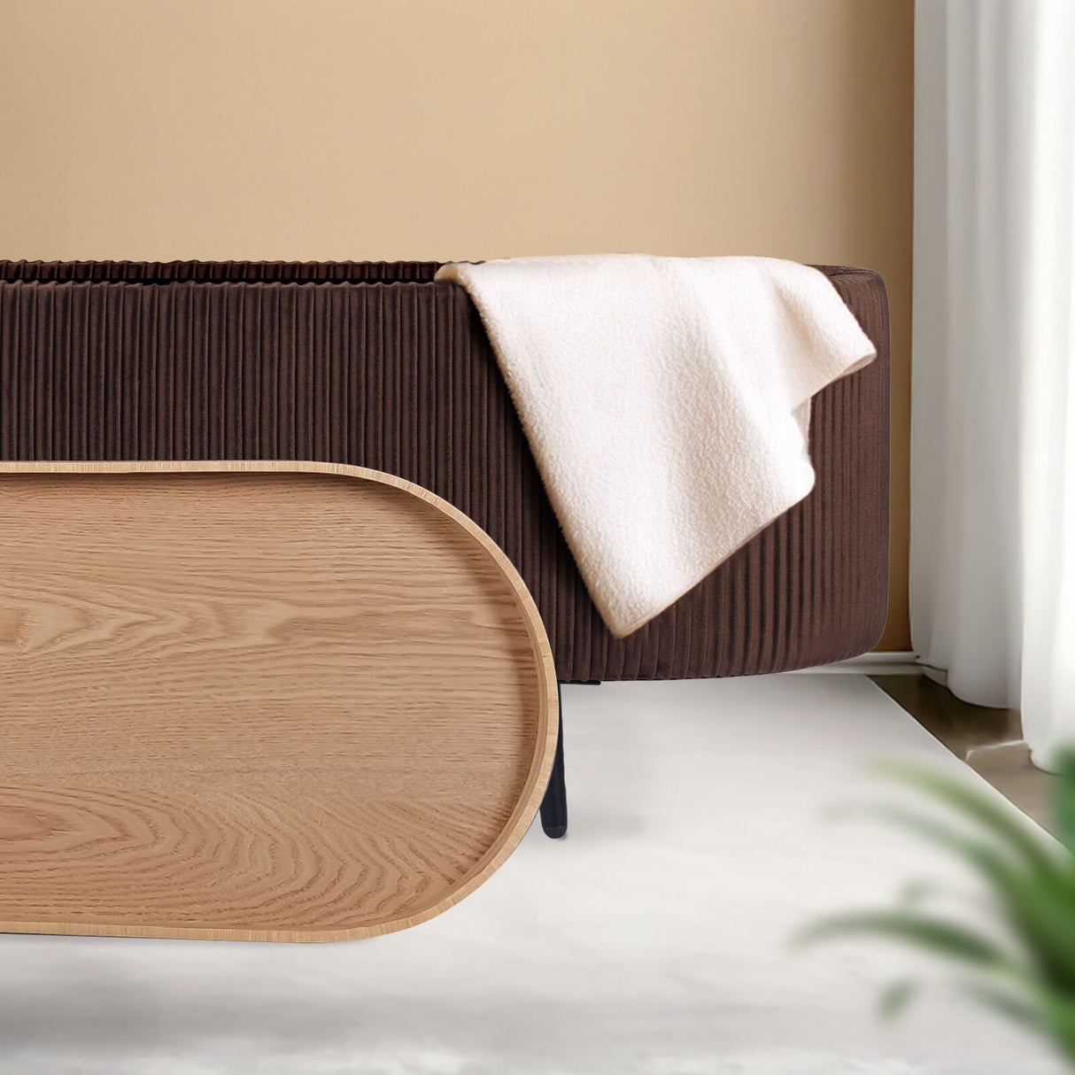 Coffee Table Storage Ottoman - Velvet IRENE - BROWN