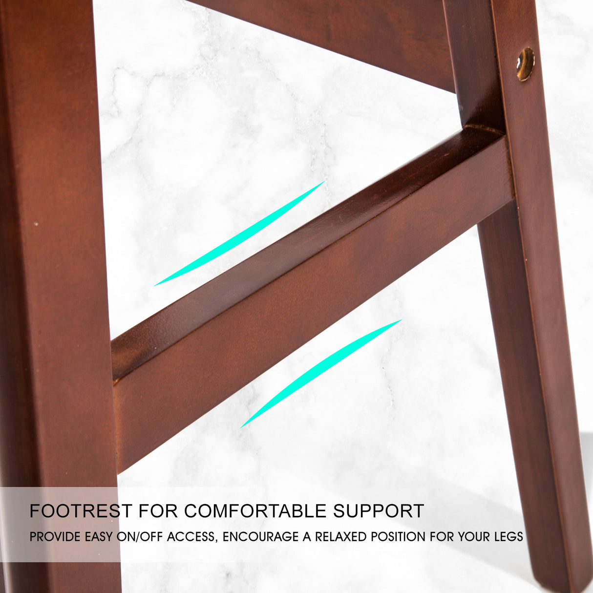 2X 65cm Wood Bar Stool Leather SOPHIA - WHITE BROWN