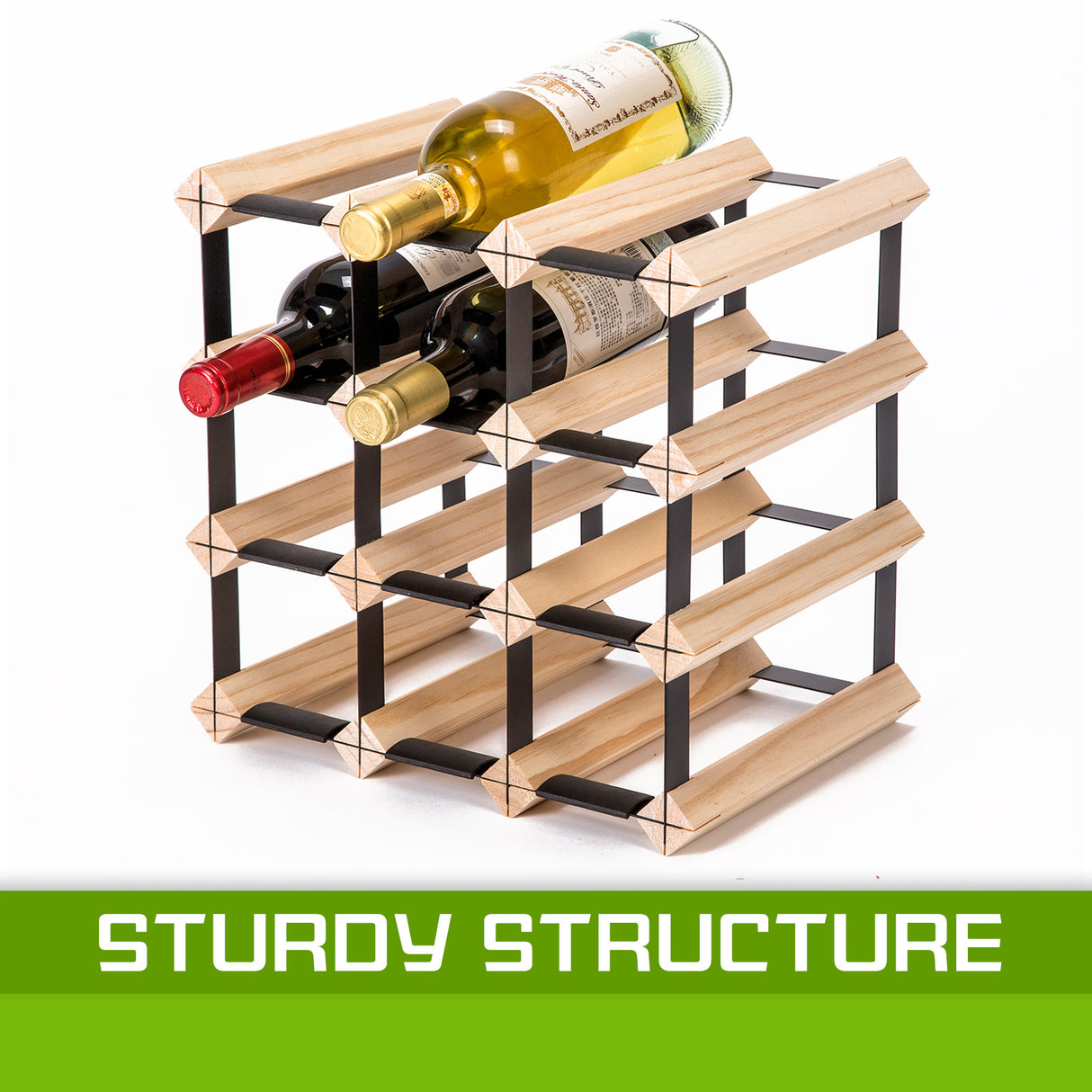 12 Bottle Timber Wine Rack