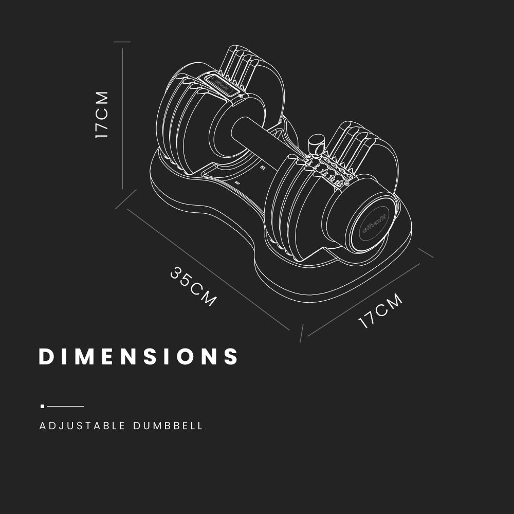 ATIVAFIT 2 x 12.5kg Adjustable Weight Dumbbell Set, for Home Gym Fitness Training