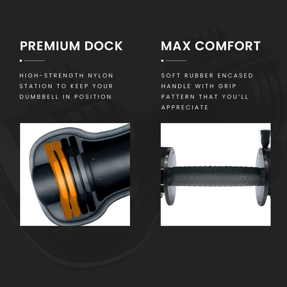 ATIVAFIT 2 x 12.5kg Adjustable Weight Dumbbell Set, for Home Gym Fitness Training