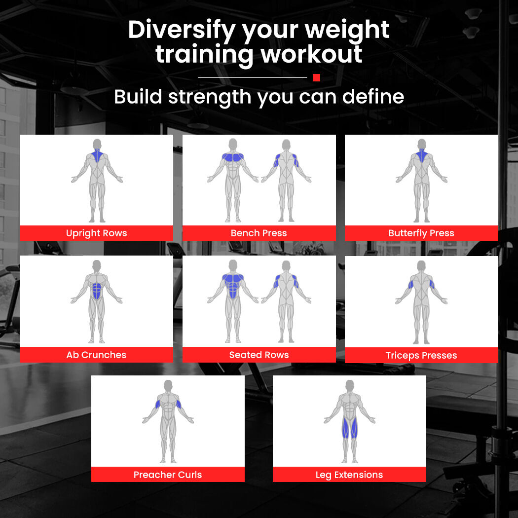 PROFLEX Multi-Station Compact Home Gym Set, 150lbs Weight Plates- M8000