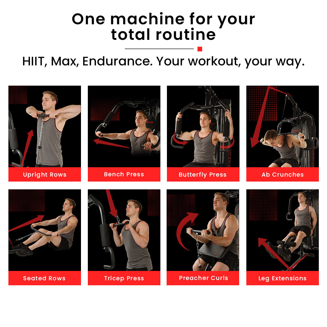 PROFLEX Multi-Station Compact Home Gym Set, 150lbs Weight Plates- M8000