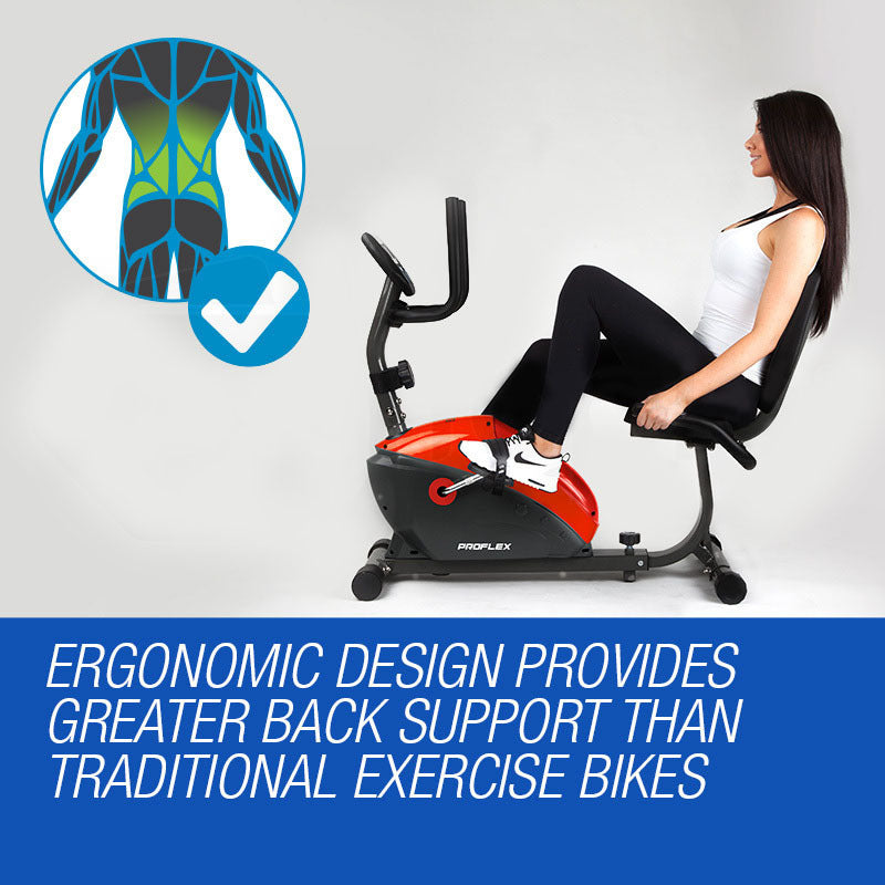 PROFLEX Magnetic Recumbent Exercise Bike Fitness Cycle Trainer with LCD Display