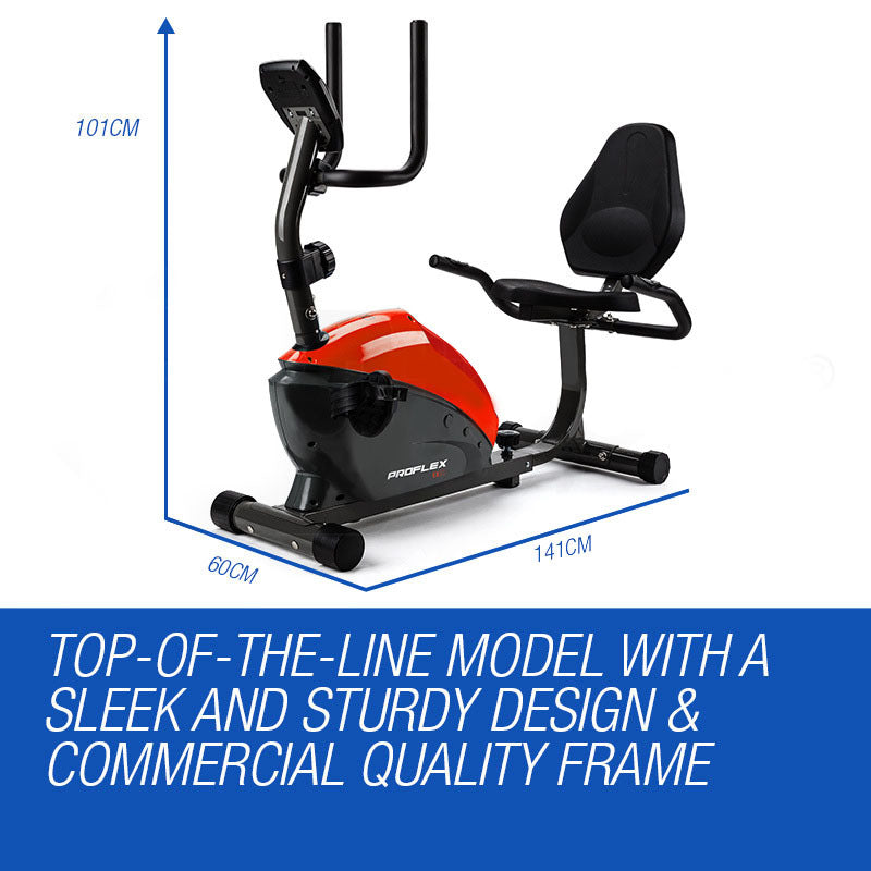 PROFLEX Magnetic Recumbent Exercise Bike Fitness Cycle Trainer with LCD Display