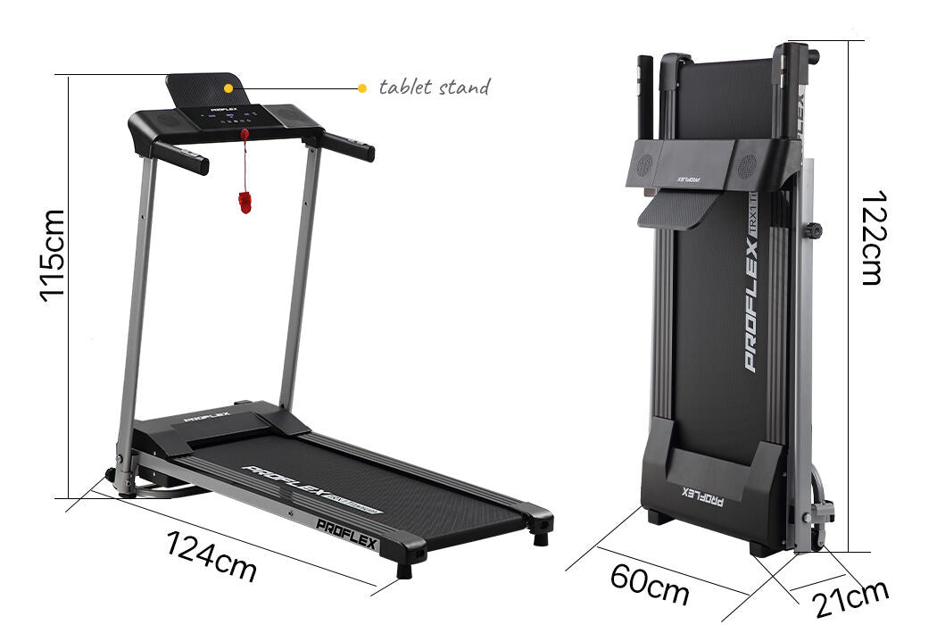 PROFLEX Electric Compact Foldable Treadmill with Bluetooth Speakers, Digital Device Stand