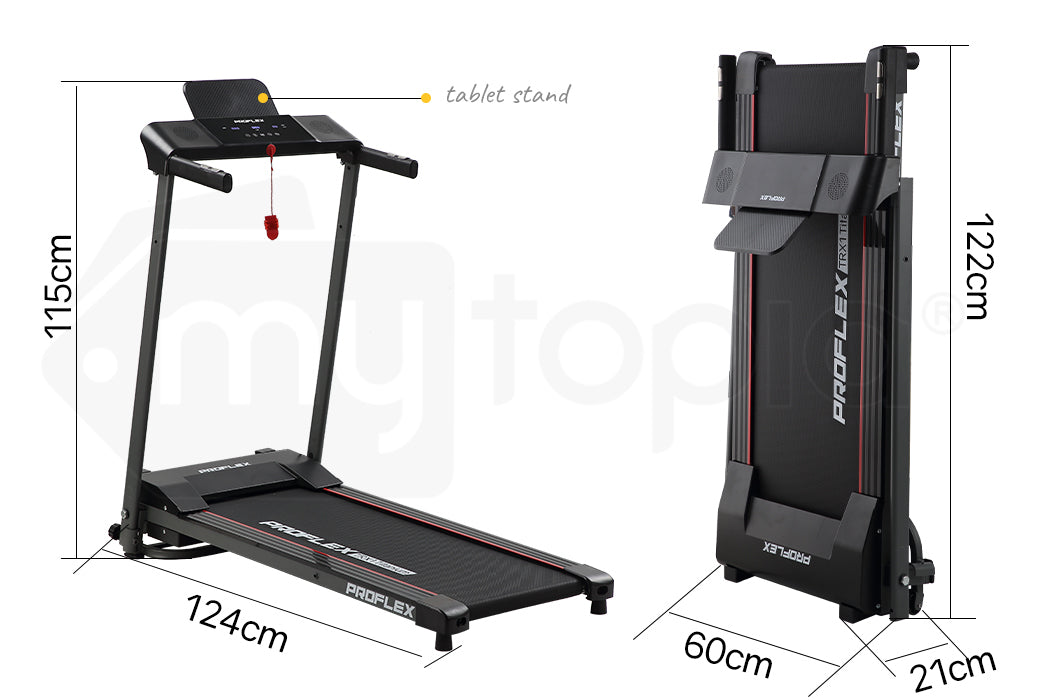 PROFLEX Electric Treadmill Compact Foldable with Bluetooth Speakers, Digital Device Stand