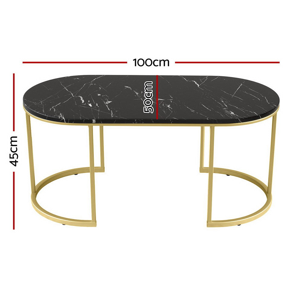 Elegant Black Marble-Look Coffee Table by Artiss