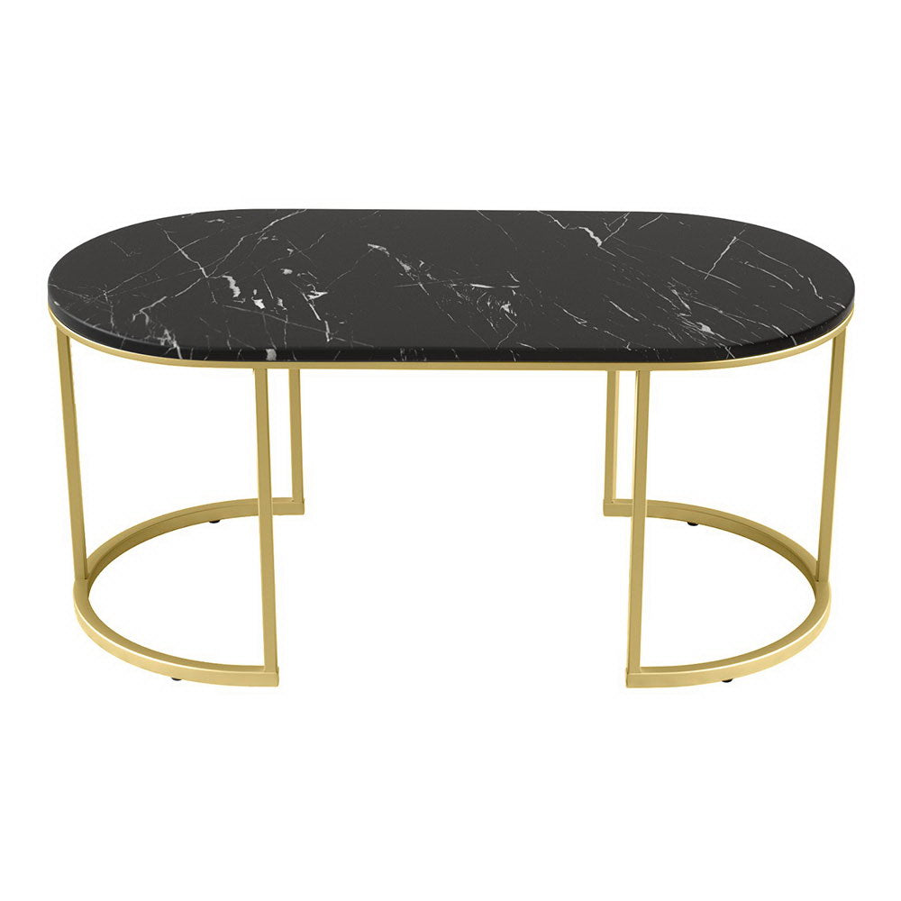Elegant Black Marble-Look Coffee Table by Artiss