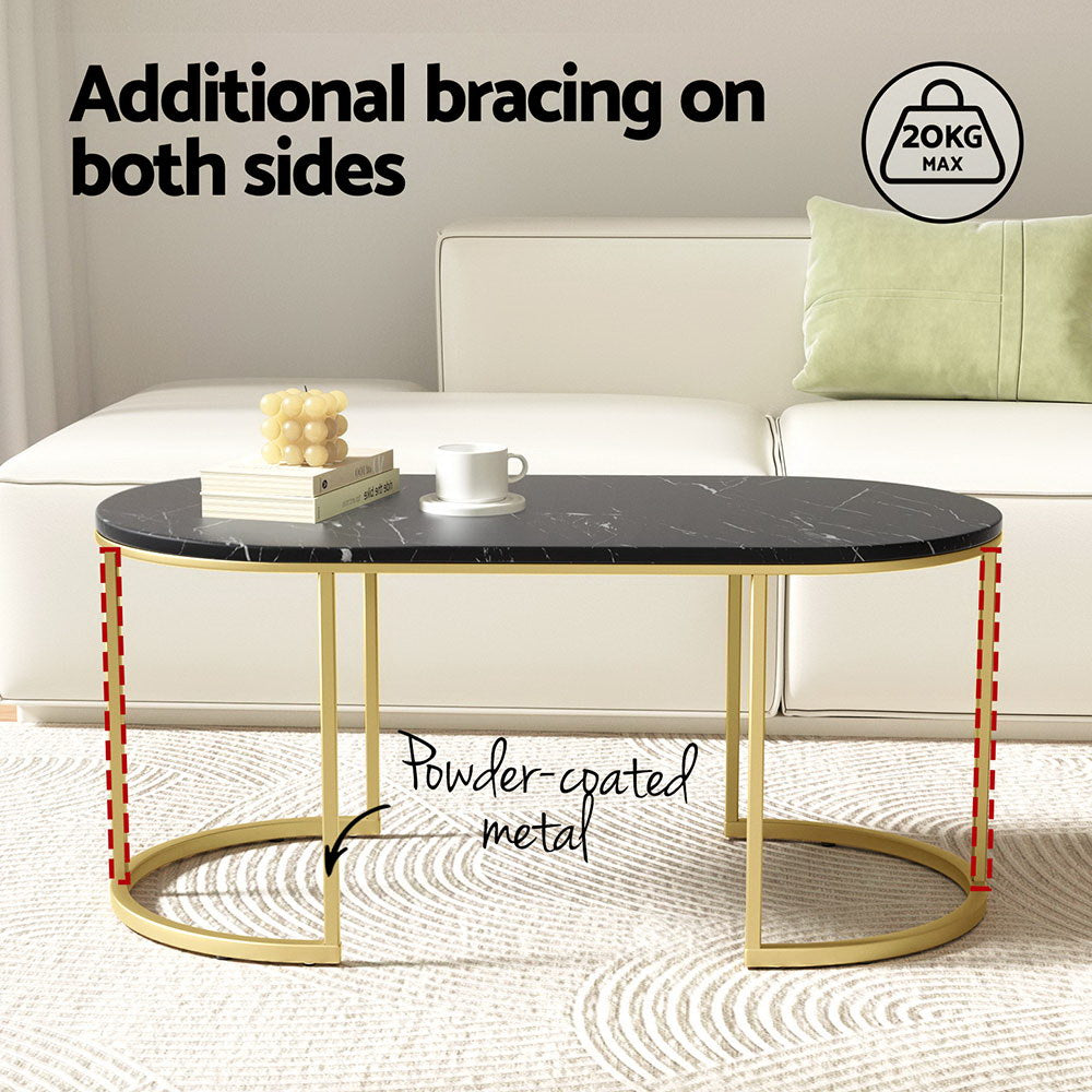 Elegant Black Marble-Look Coffee Table by Artiss