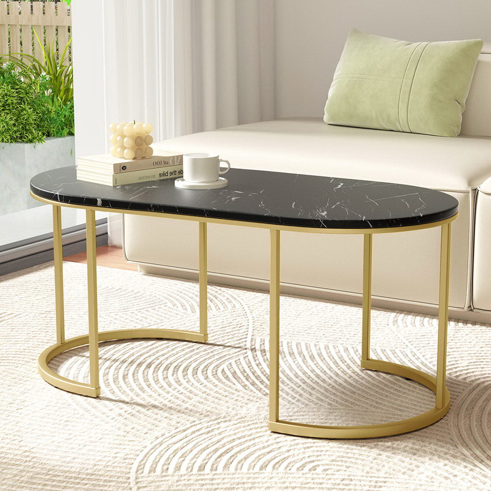 Elegant Black Marble-Look Coffee Table by Artiss