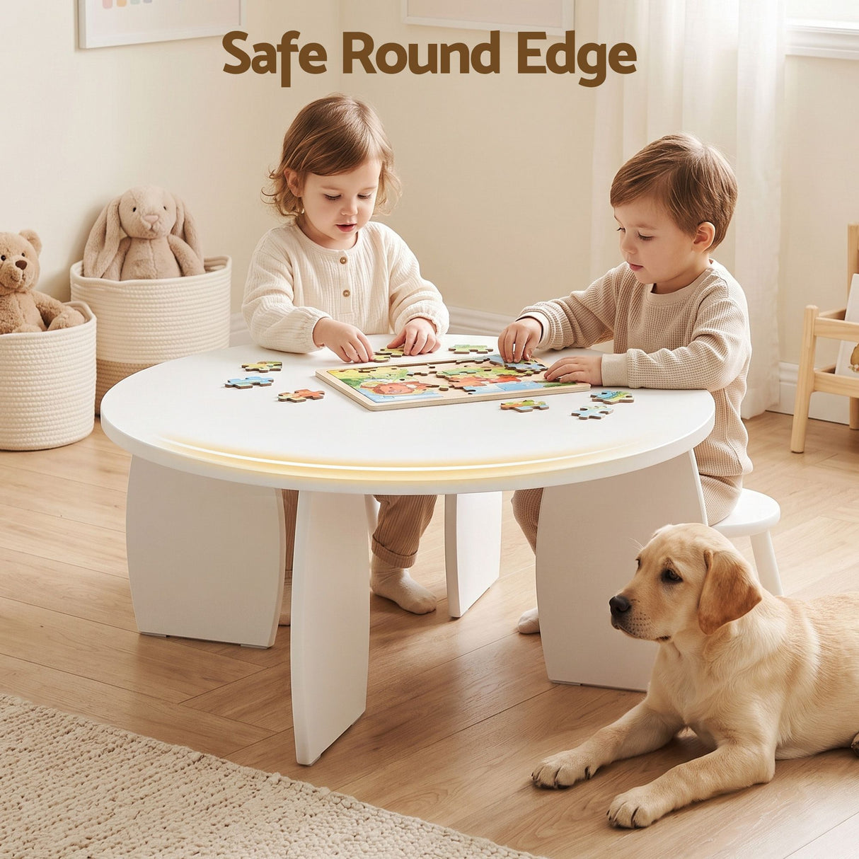 Artiss Round Coffee Table High-Gloss Center Table Minimalist Living Room Furniture 78x35cm Cream White