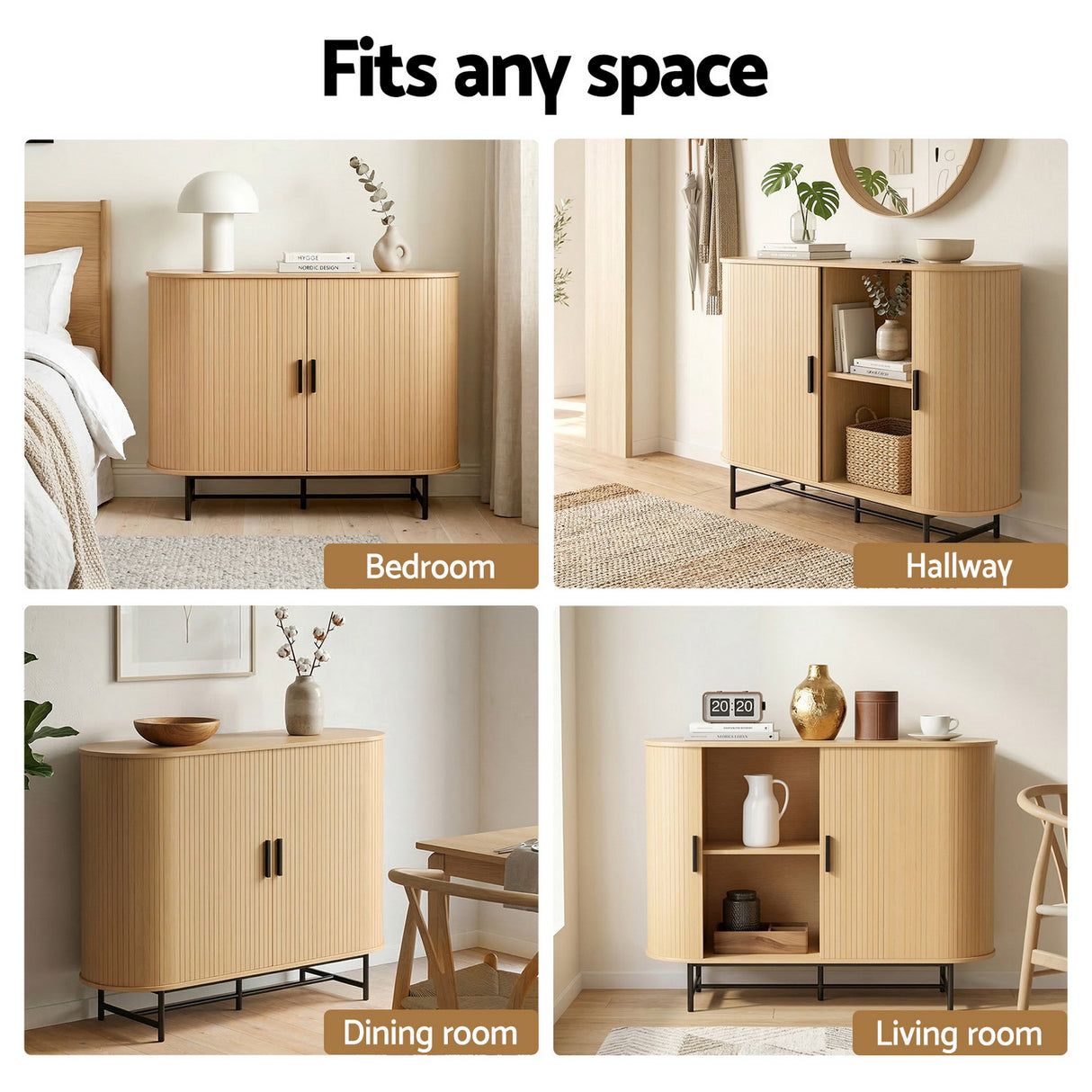 Artiss Buffet Sideboard Cupboard Cabinet Sliding Doors Pantry Storage Oak PIIA