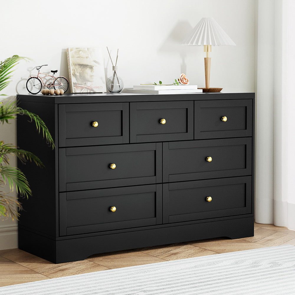 Artiss 7 Chest of Drawers Dresser Table Black