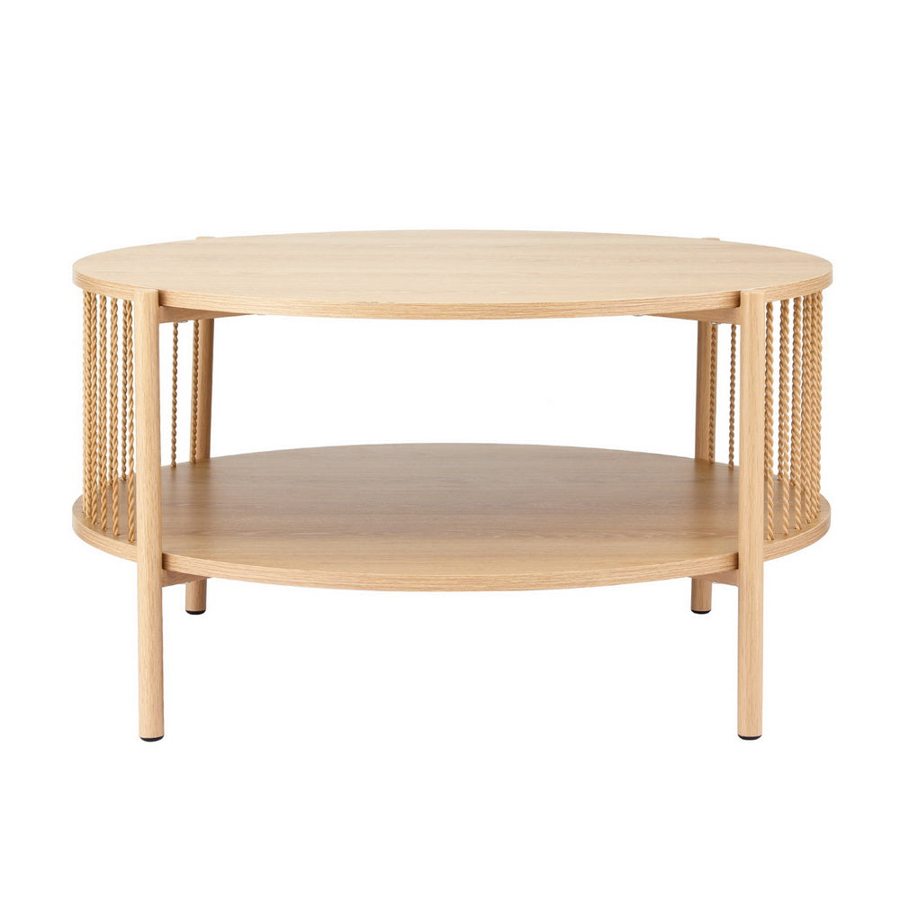 Artiss Coffee Table 2-Tier Round Wood