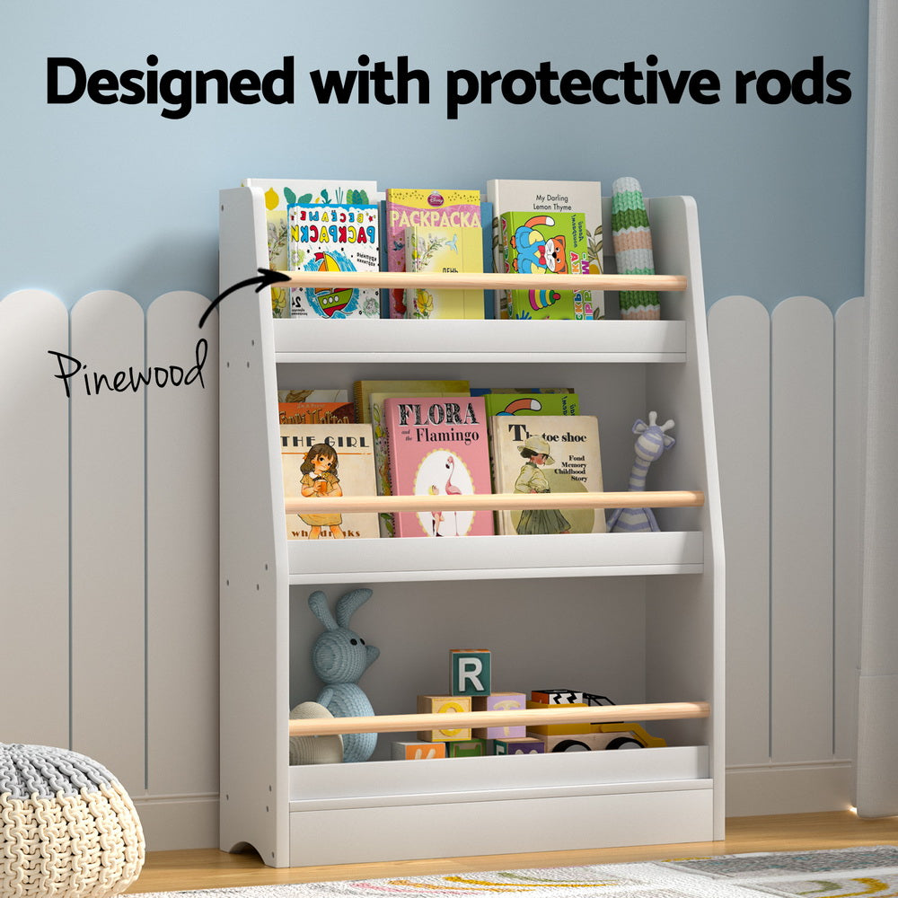 Keezi 3-Tier Kids Bookshelf Organizer - Safe and Stylish Storage for Children's Books and Toys